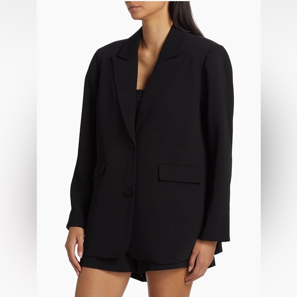 Good American Luxe Suiting Boyfriend Blazer Black Long Sleeve sz 3/4 Large - Picture 9 of 16